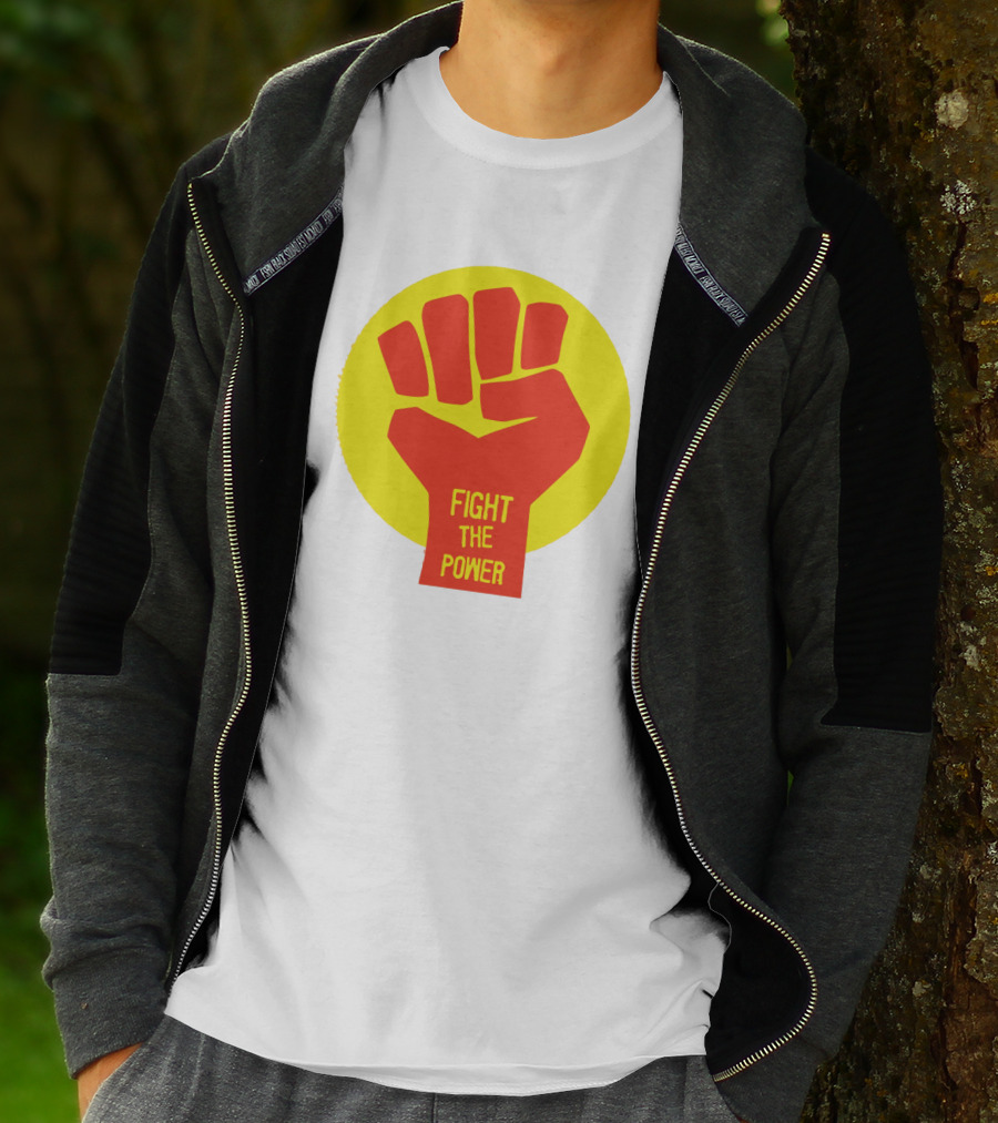 Fight The Power Fist Yellow Circle T-Shirt