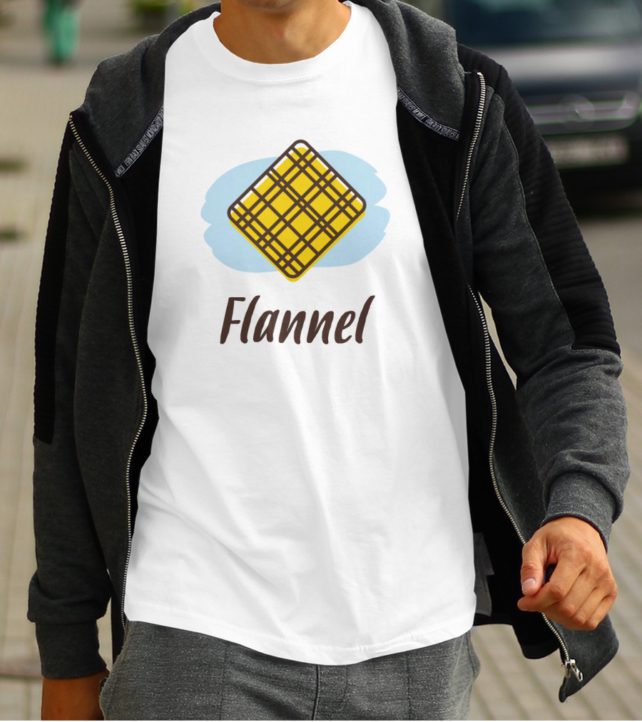 Flannel Yellow Plaid Pattern With Blue Background T-Shirt