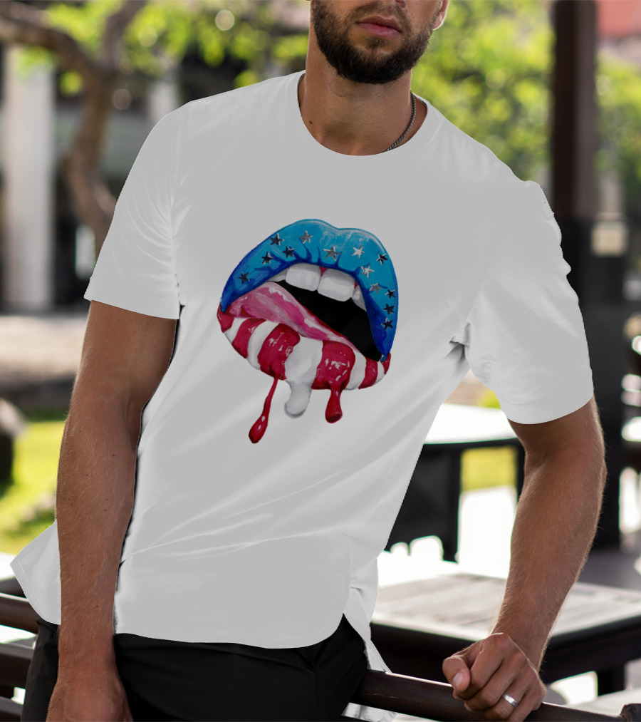 'Merica Lips Stars And Stripes USA Flag T-Shirt