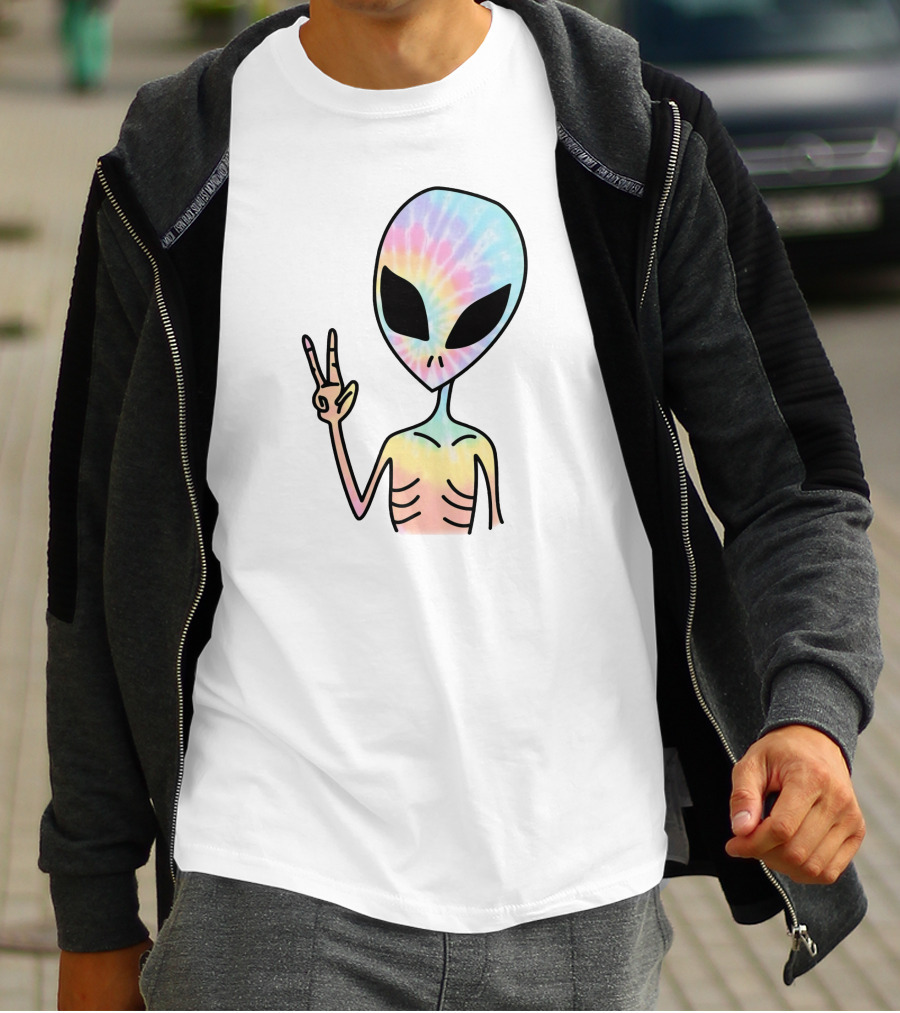 Peace Sign Tie Dye Alien T-Shirt