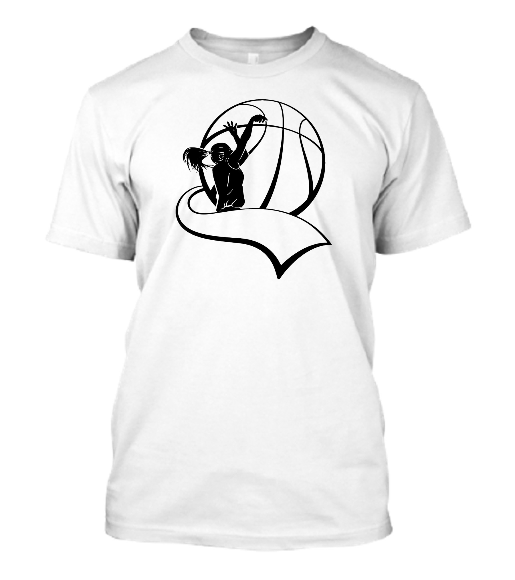 Girls Basketball Player Shooting With Large Basketball T-Shirt