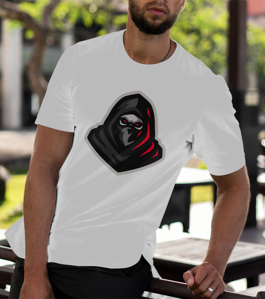 Hooded Black And Red Cloaked Figure With Stealthy Expression T-Shirt