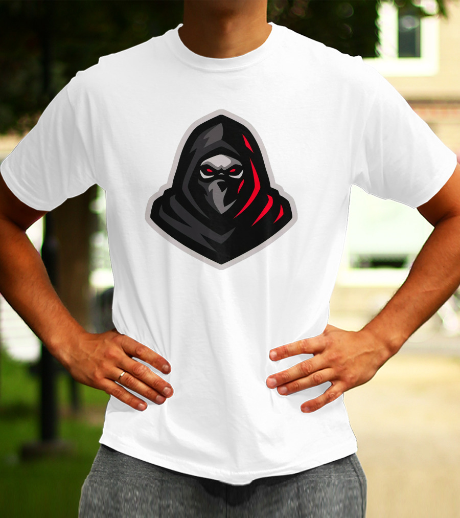 Hooded Black And Red Cloaked Figure With Stealthy Expression T-Shirt