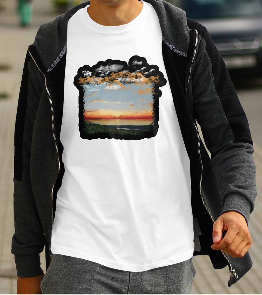 Big Assawoman Bay Sunset Landscape Scene T-Shirt