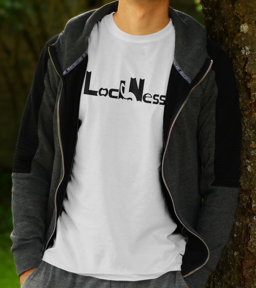 Loch Ness Monster Silhouette Typography T-Shirt