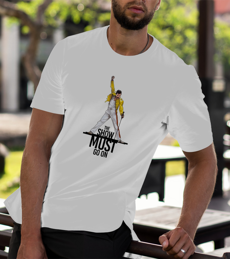 The Show Must Go On Iconic Yellow Jacket Pose T-Shirt