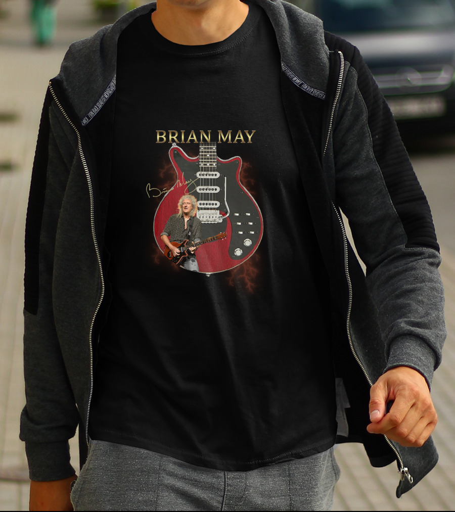 BRIAN MAY Signature Guitar Photo Red Special Electric Guitar Image T-Shirt