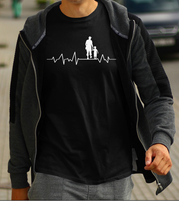 Father Heartbeat Love Walking Father And Child T-Shirt
