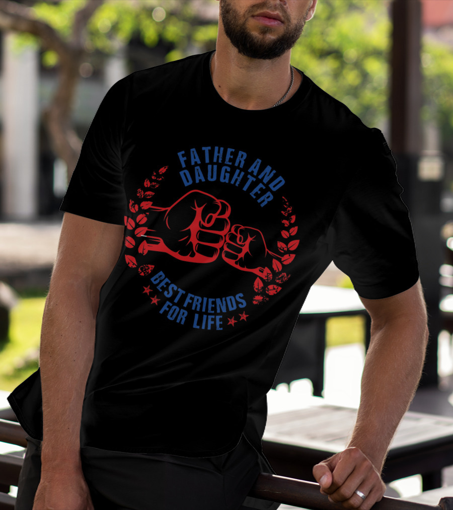 Father And Daughter Best Friends For Life Fist Bump USA T-Shirt