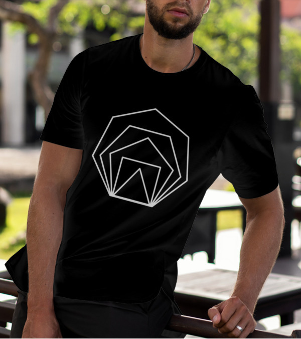 Geometric Shapes White Version Symmetrical Polygonal Layers T-Shirt