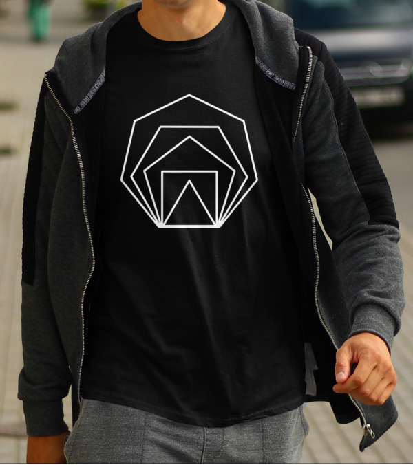 Geometric Shapes White Version Symmetrical Polygonal Layers T-Shirt
