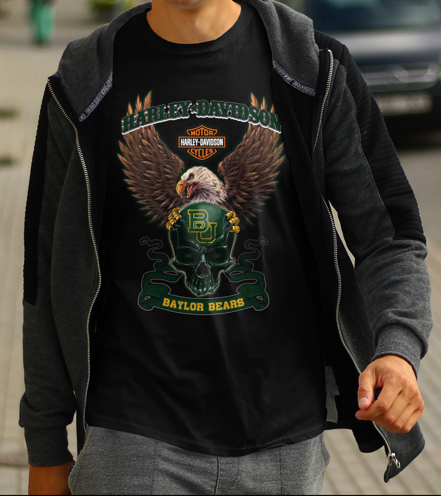 Harley Davidson Motor Cycles Eagle Bu Baylor Bears T-Shirt