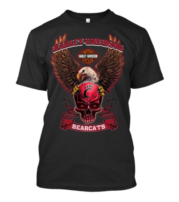Harley Davidson Cincinnati Bearcats Eagle Skull T-Shirt