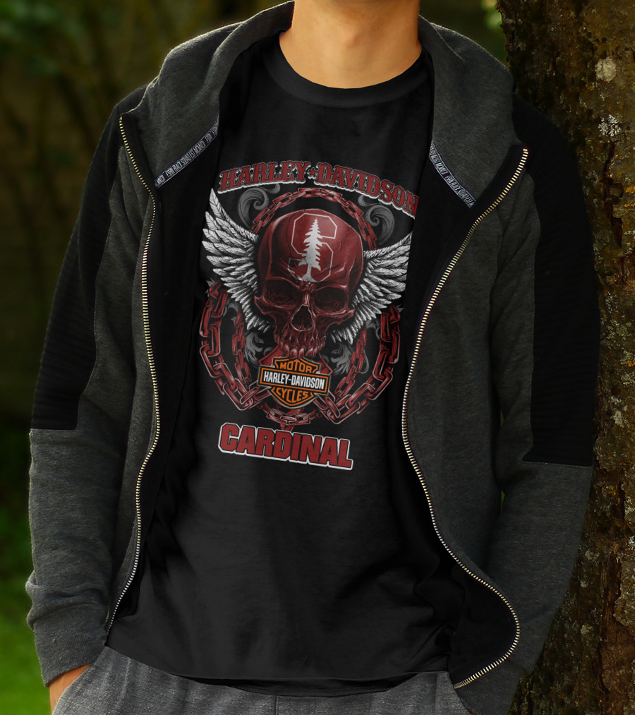 Harley Davidson Motor Cycles Stanford Cardinal Skull T-Shirt
