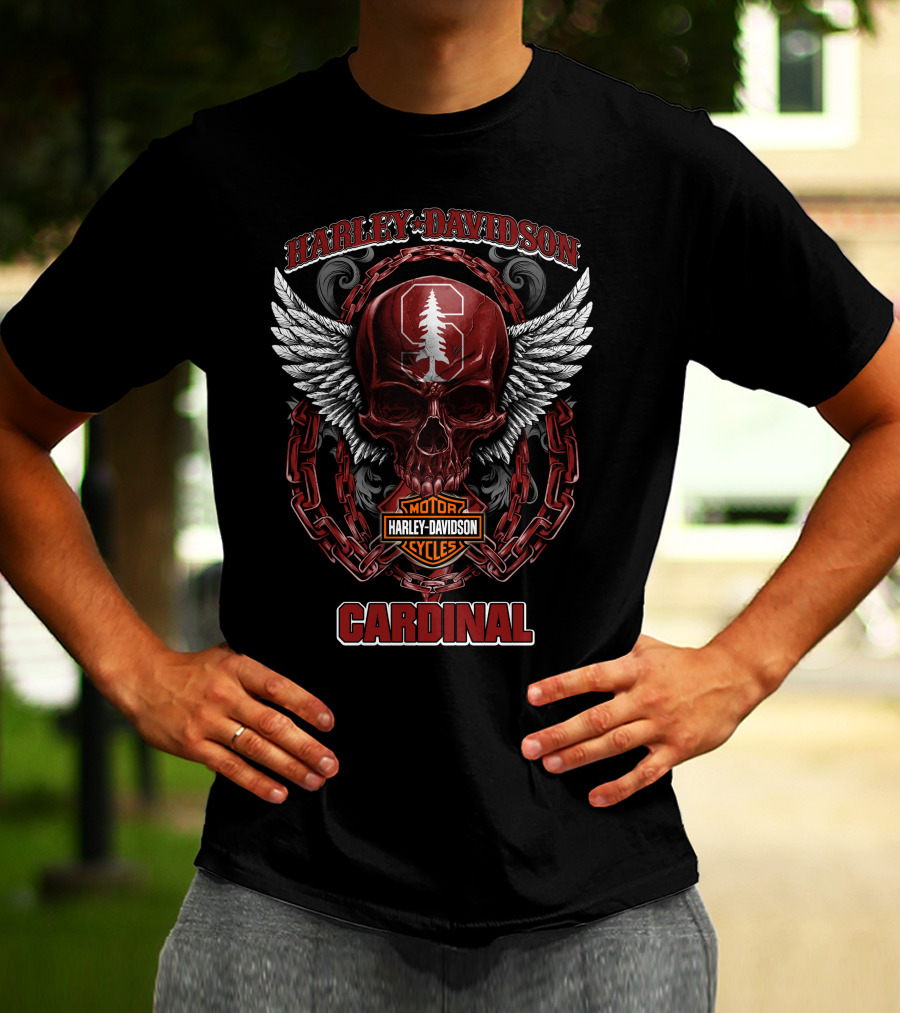 Harley Davidson Stanford Cardinal Skull Wings Chains T-Shirt