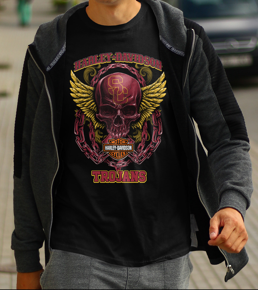 Harley Davidson Motorcycles Sc Trojans T-Shirt