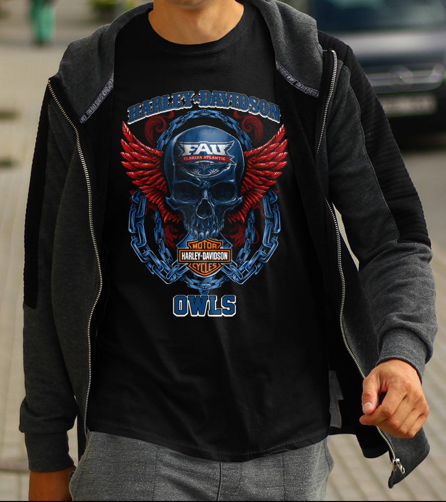 Harley Davidson Fau Florida Atlantic Owls Motorcycles Cycles T-Shirt