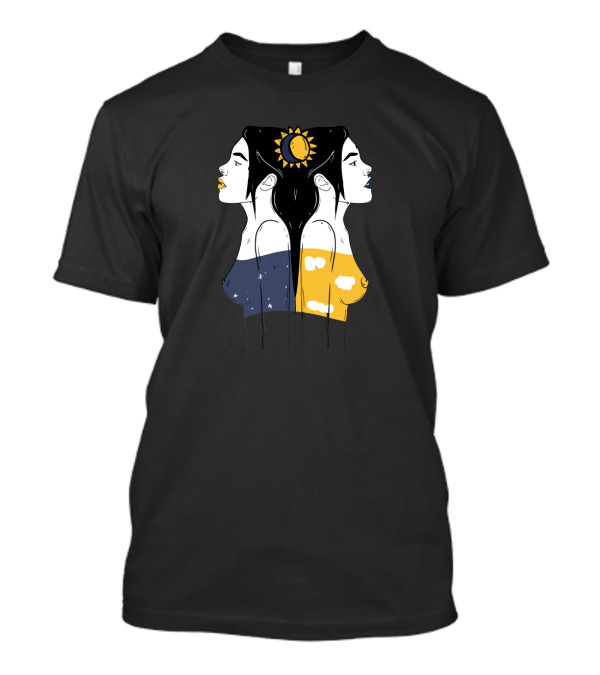 Sun And Moon Twin Different Girls Celestial Balance T-Shirt