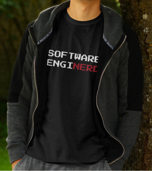 Humorous Software EngiNerd Pixel Font Mashup T-Shirt