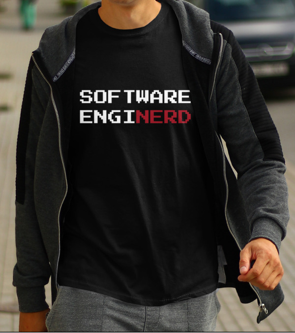 Humorous Software EngiNerd Pixel Font Mashup T-Shirt