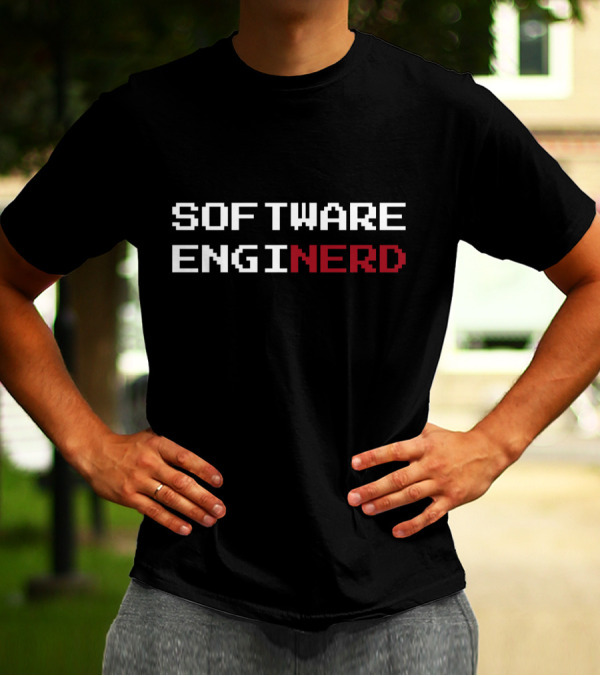 Humorous Software EngiNerd Pixel Font Mashup T-Shirt