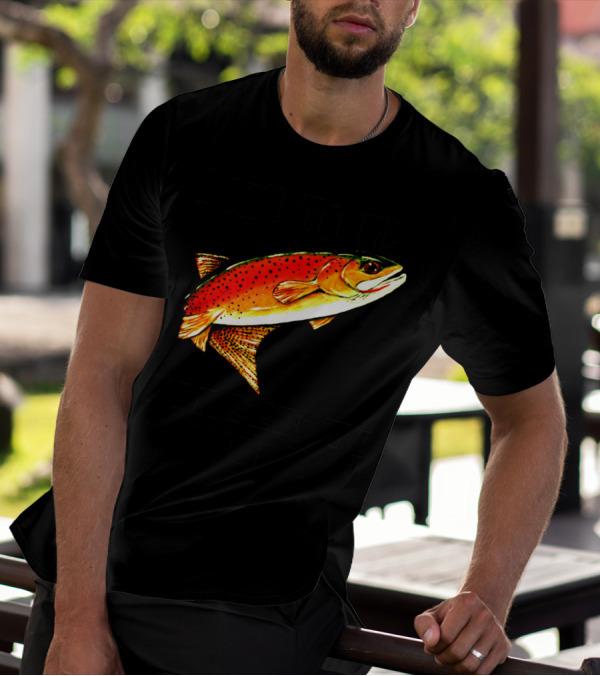 Born To Fish Forced To Work Yellowstone Cutthroat Jackie Carpenter Art Fishing T-Shirt