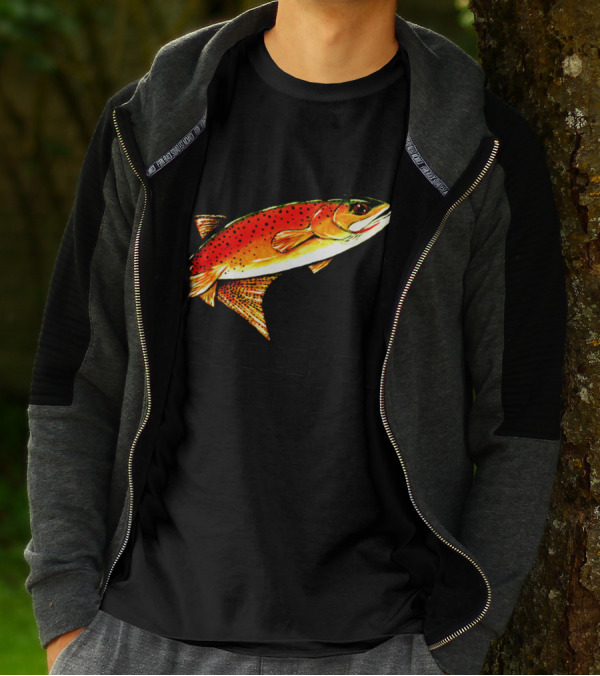 Born To Fish Forced To Work Yellowstone Cutthroat Jackie Carpenter Art Fishing T-Shirt