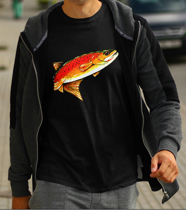Born To Fish Forced To Work Yellowstone Cutthroat Jackie Carpenter Art Fishing T-Shirt