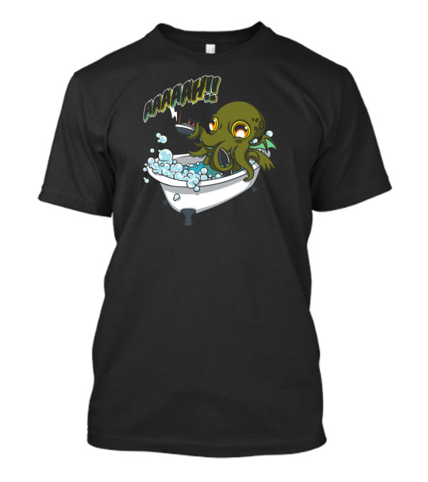 Bathulhu Cthulhu Bathtub Monster With Rubber Duck And 'AAAARRHH' Scream T-Shirt