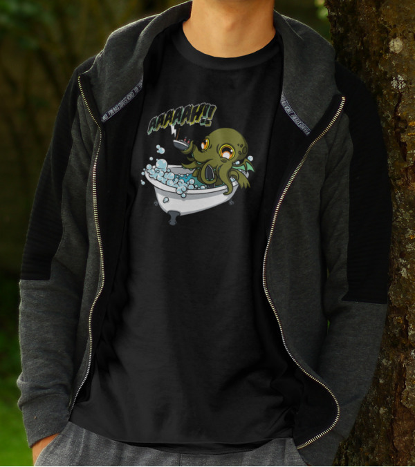 Bathulhu Cthulhu Bathtub Monster With Rubber Duck And 'AAAARRHH' Scream T-Shirt