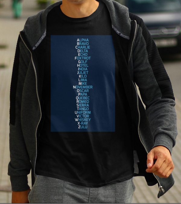 Phonetic Alphabet Chart Alpha Bravo Charlie Delta Echo Foxtrot Navy Blue T-Shirt