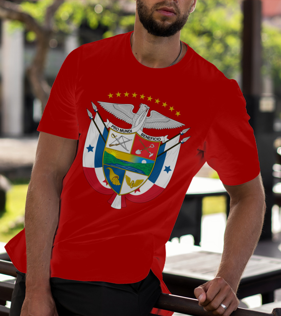 Pro Mundi Beneficio Escudo De Panamá Coat Of Arms Flag T-Shirt