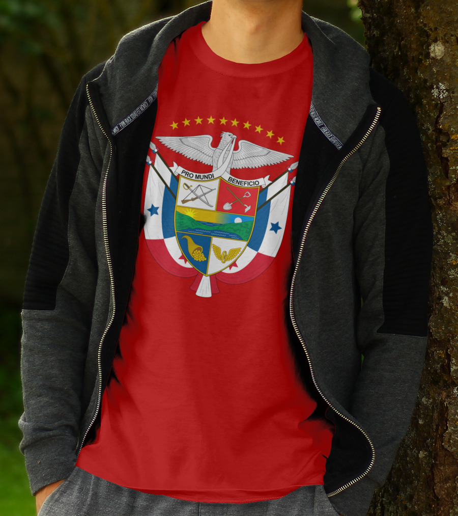 Pro Mundi Beneficio Escudo De Panamá Coat Of Arms Flag T-Shirt