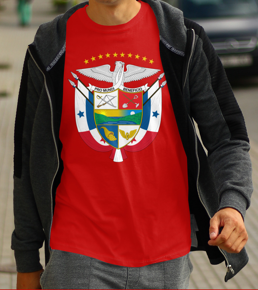 Pro Mundi Beneficio Escudo De Panamá Coat Of Arms Flag T-Shirt