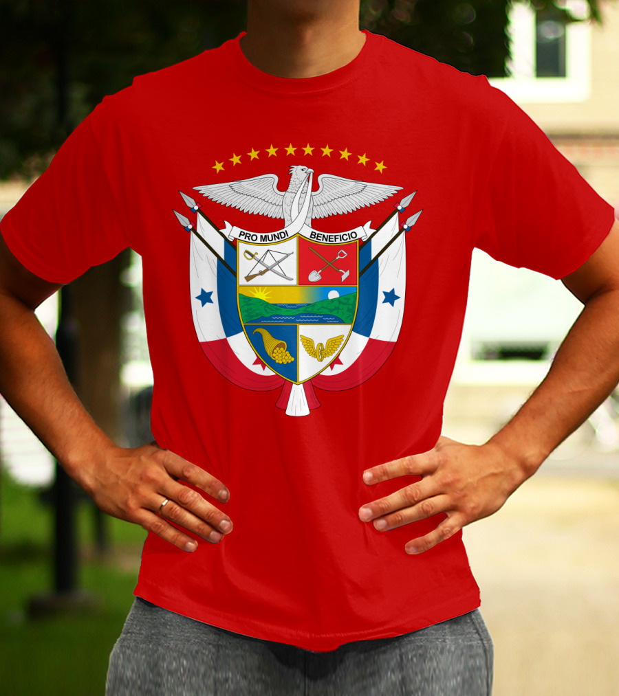 Pro Mundi Beneficio Escudo De Panamá Coat Of Arms Flag T-Shirt