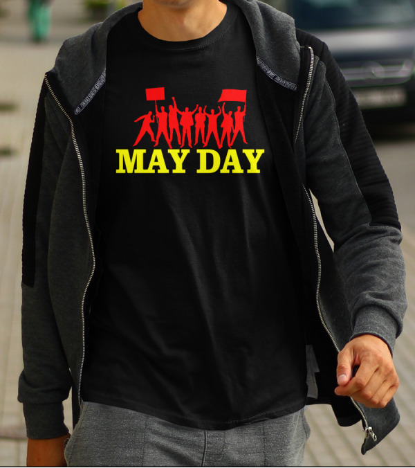 May Day Red Silhouette Protest Display T-Shirt