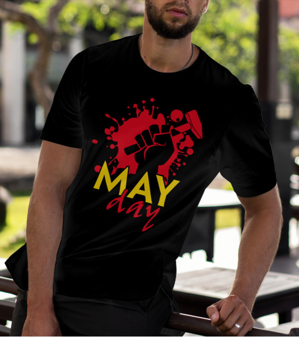 MAY Day Fist Hammer Red Splash T-Shirt