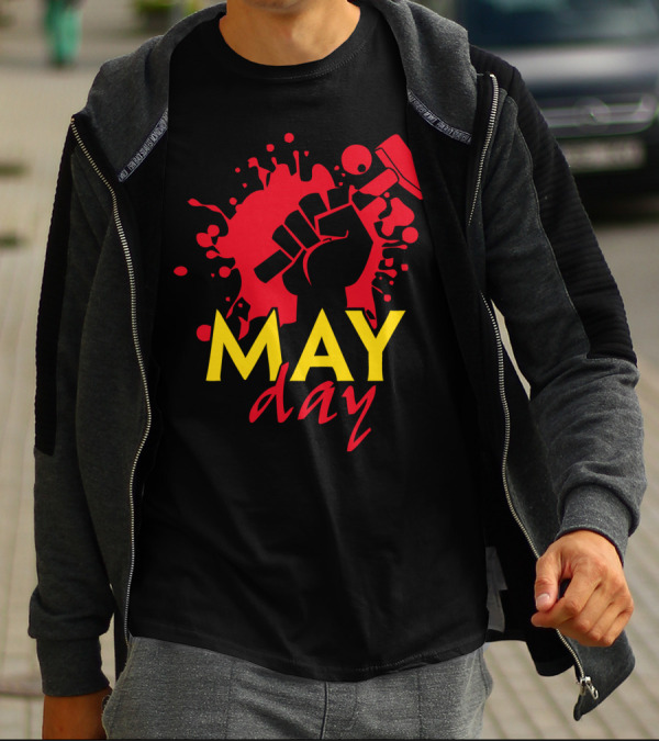 MAY Day Fist Hammer Red Splash T-Shirt