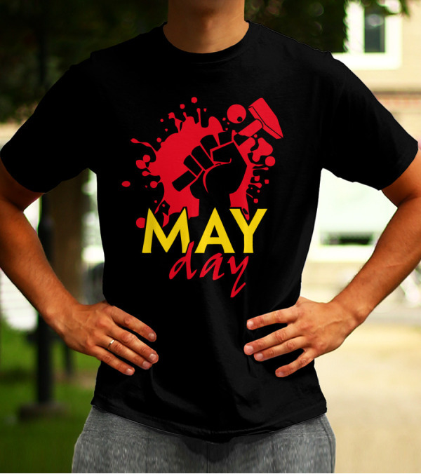 MAY Day Fist Hammer Red Splash T-Shirt