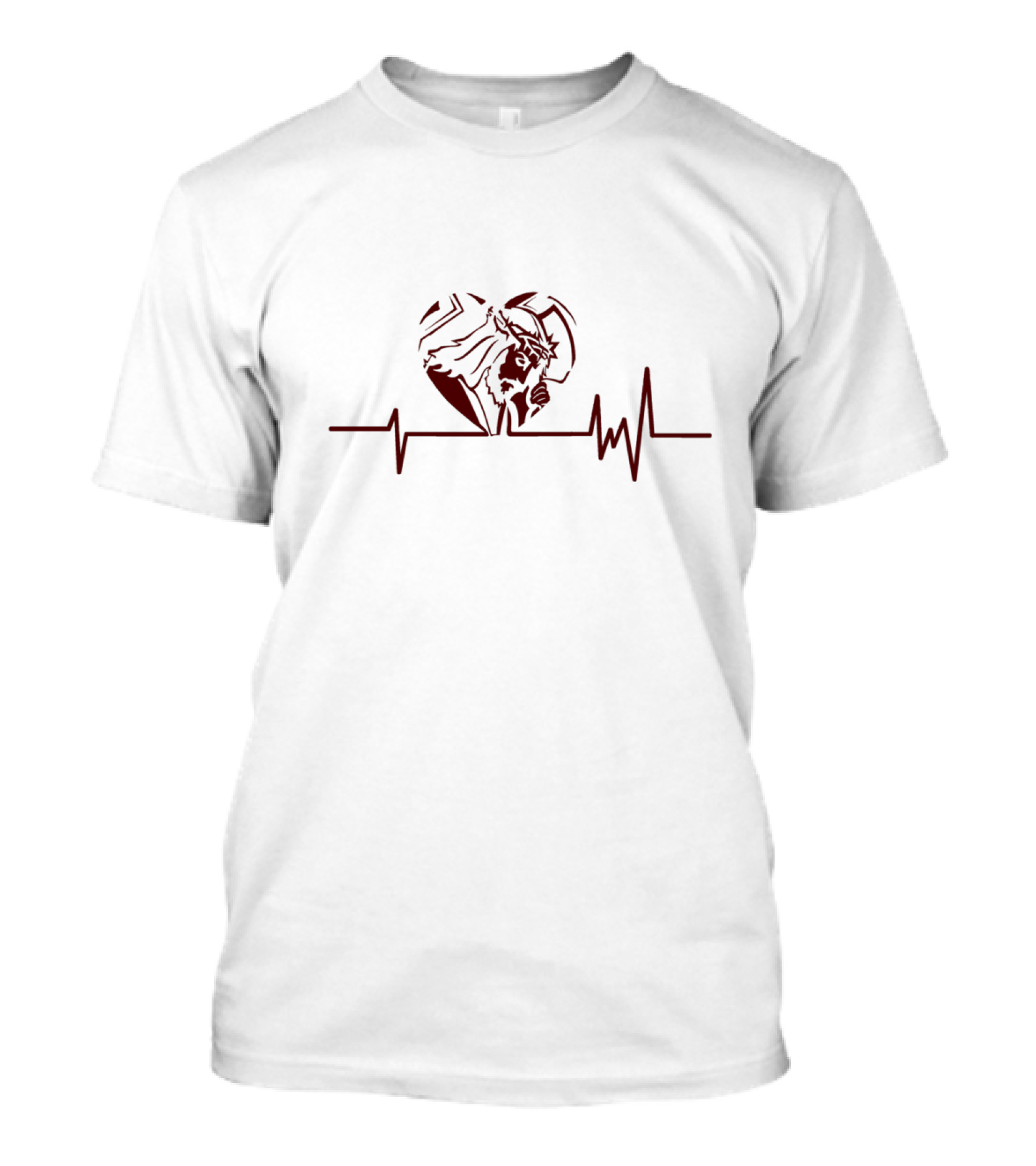 Jesus Is Life Heartbeat With Crown Of Thorns And Heart Image T-Shirt