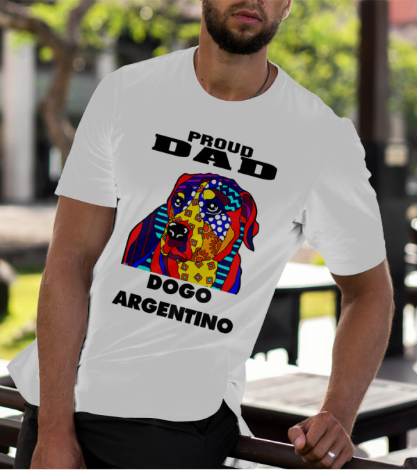 Proud Dad Dogo Argentino Colorful Dog Father's Day T-Shirt