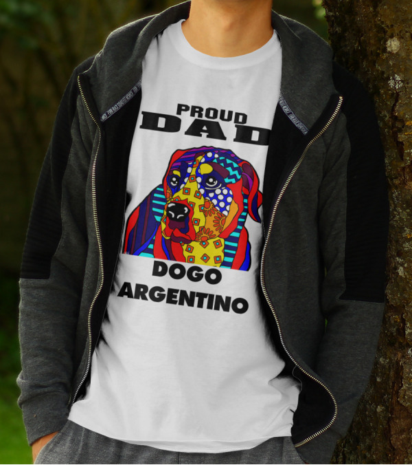 Proud Dad Dogo Argentino Colorful Dog Father's Day T-Shirt