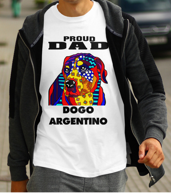 Proud Dad Dogo Argentino Colorful Dog Father's Day T-Shirt