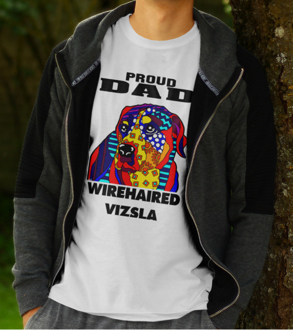 Proud Dad Of Wirehaired Vizsla Colorful Geometric Dog T-Shirt