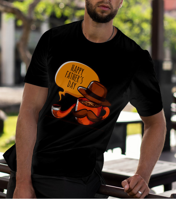 Happy Father's Day Coffee Cup With Hat And Mustache T-Shirt