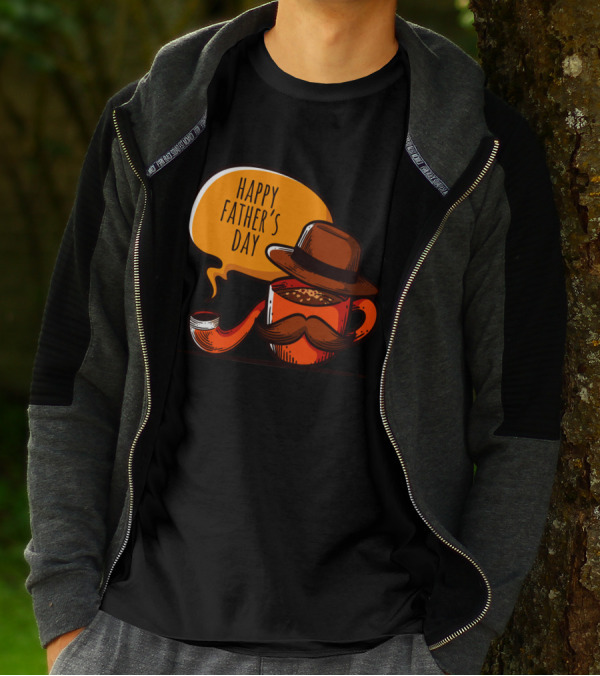 Happy Father's Day Coffee Cup With Hat And Mustache T-Shirt