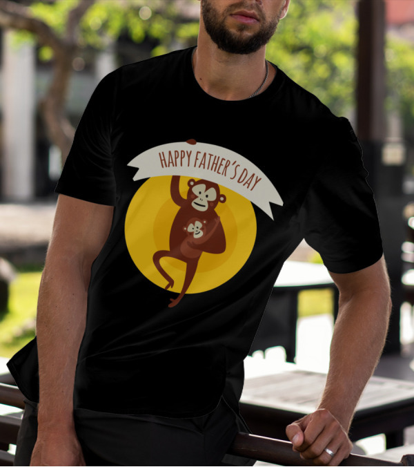 Happy Father's Day Monkey Holding Baby T-Shirt