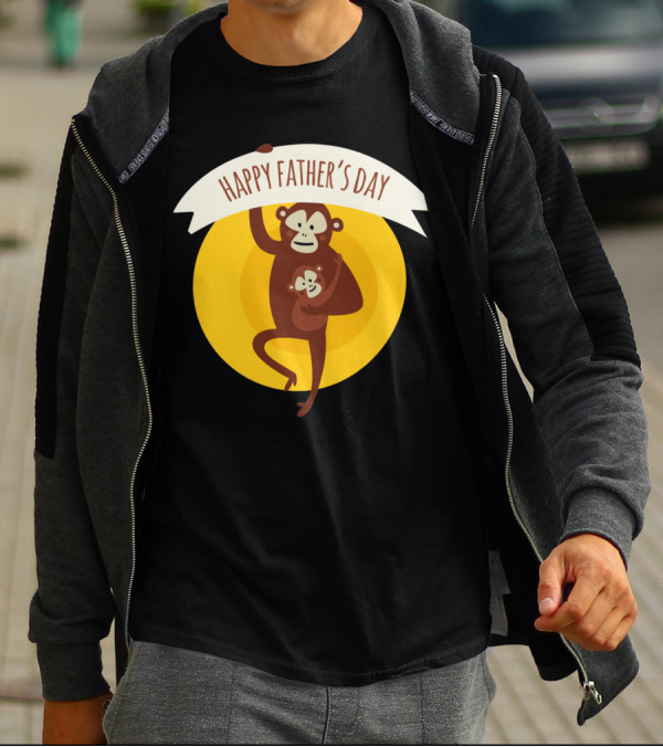 Happy Father's Day Monkey Holding Baby T-Shirt