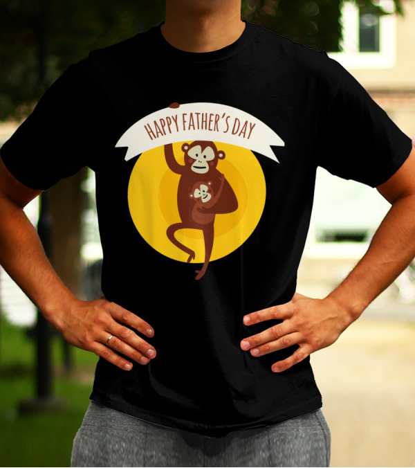 Happy Father's Day Monkey Holding Baby T-Shirt