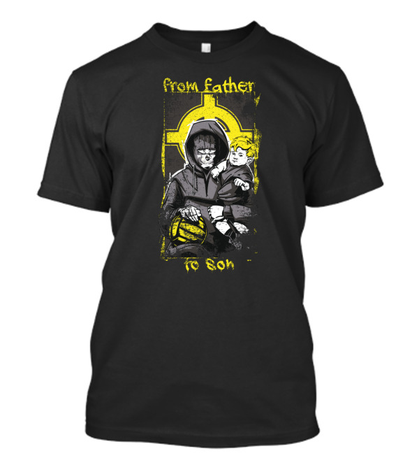 From Father To Son Yellow Cross Hoodie And Child With Soccer Ball T-Shirt